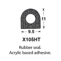 15mm x 12.5mm Flocked rubber window channel seal 6mm to 7mm glass 